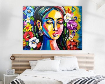 Kleurrijk portret met bloemen van Imperial Art House