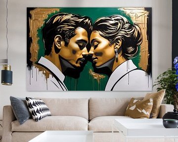 Gouden portret van verliefd stel van Imperial Art House
