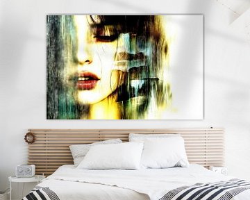 Woman with abstract background by Frank Heinz