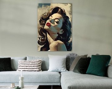 Frau mit roten Lippen