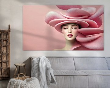 Frau mit stilvollem rosa Kopfschmuck