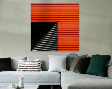 Industriële abstractie in rood en zwart