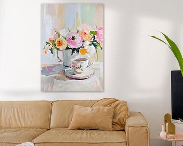 Blush & Brew: A Vintage Still Life by Niklas Maximilian