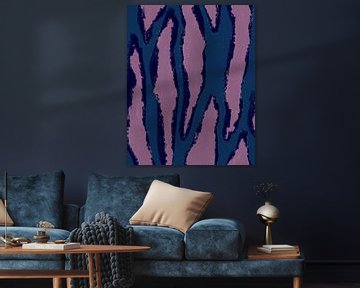 Kleurrijke abstracte moderne kunst. Pop van kleuren. Roze, blauw, petrol. van Dina Dankers