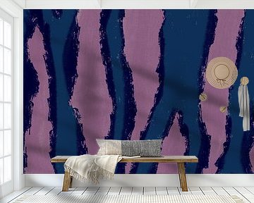 Colorful abstract modern art. Pop of colors. Pink, blue, petrol.