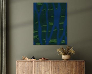 Kleurrijke abstracte moderne kunst. Pop van kleuren. Blauwe en groene strepen. van Dina Dankers