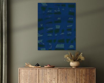 Kleurrijke abstracte moderne kunst. Pop van kleuren. Blauwe en groene lijnen. van Dina Dankers