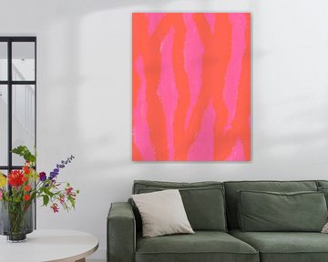 Kleurrijke abstracte moderne kunst. Pop van kleuren. Neon roze en oranje. van Dina Dankers