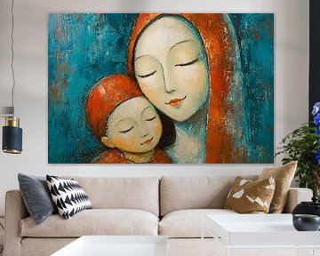 Warm abstract moeder en kind van Imperial Art House