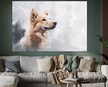 Dog in minimalist painting