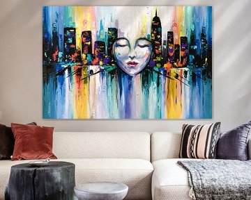 Colourful face with cityscape by Imperial Art House