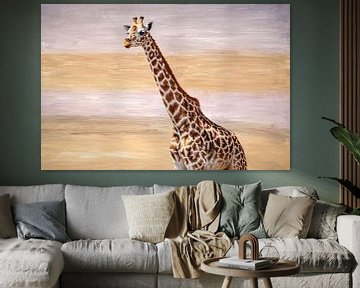 Giraffe in warme savanne van Imperial Art House