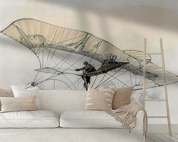 Drawing of an aircraft, one of the pioneers of aviation - 