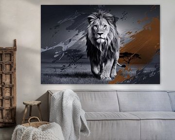 Lion majestueux dans la nature sur Imperial Art House
