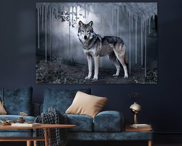 Wolf in mystical forest landscape by Imperial Art House