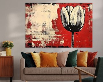 Modern tulip art in red by Imperial Art House