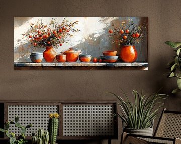 Keuken in Oranje van Kunst Kriebels