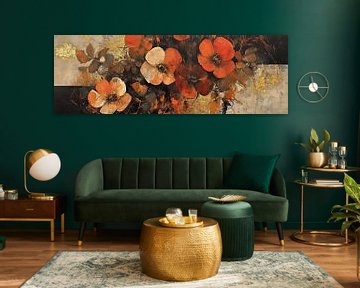 Abstract Oranje | Golden Bloom van De Mooiste Kunst