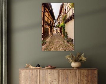 Verticaal straatbeeld van Eguisheim, Elzas, Frankrijk van Adelheid Smitt