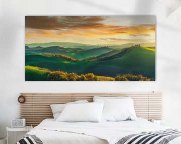Herfstlandschap in Crete Senesi, Toscane van Stefano Orazzini