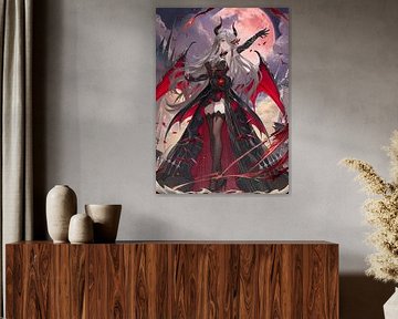 Reine des vampires avec lune rouge