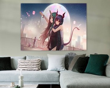 Anime-meisjes met demonenhoorns van Kaua Araujo