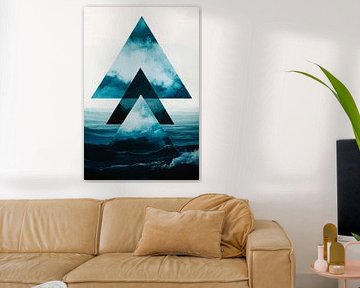 Abstracte driehoeken over golven van Poster Art Shop