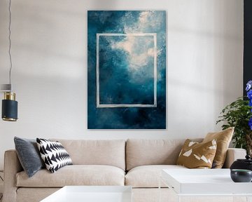 Abstract blue canvas with frame by Poster Art Shop