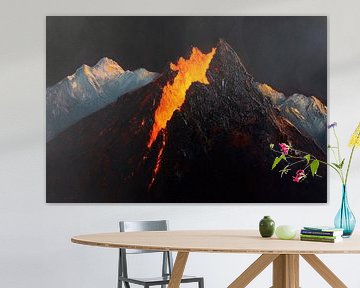 Ausbrechender Vulkan bei Nacht von Poster Art Shop