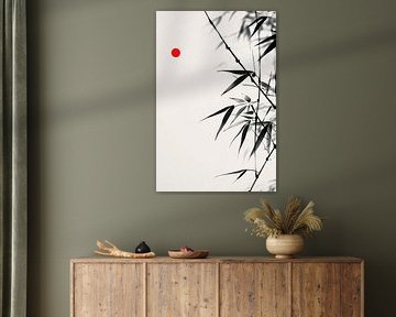 Bamboo and red dot - Minimalist by Poster Art Shop