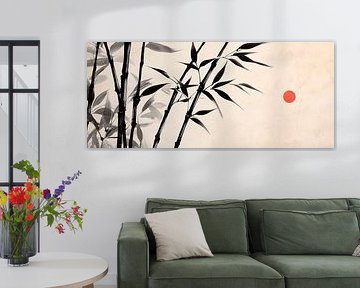 Bamboe landschap met rode stip van Poster Art Shop