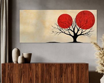 Boom met rode cirkels - Minimalistisch van Poster Art Shop