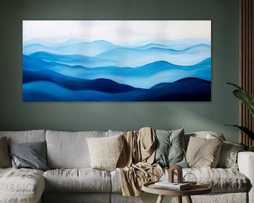 Blauwe golflandschap - Zachte tonen van Poster Art Shop