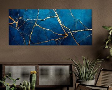 Blue marble with gold accents by Poster Art Shop