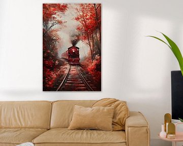 Stoomlocomotief in herfstmagie van Poster Art Shop