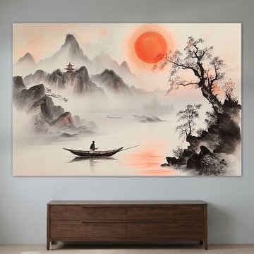 Lonely fisherman in the sunset by Poster Art Shop