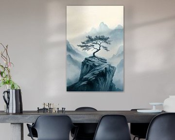 Paysage d'arbres isolé dans le brouillard sur Poster Art Shop