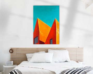 Pointes de toit colorées contre le ciel sur Poster Art Shop