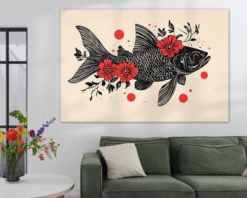Fisch mit Blumenmuster – Kreativ gestaltet von Poster Art Shop