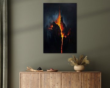 Feuriger Vulkan im Dunkeln von Poster Art Shop