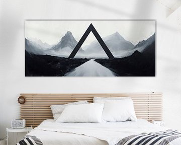 Paysage de montagne géométrique en noir et blanc sur Poster Art Shop