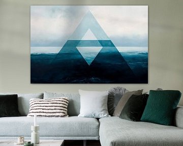 Geometric sea in blue-grey tones by Poster Art Shop