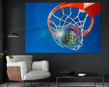 Glittering ball in the basketball hoop by Poster Art Shop