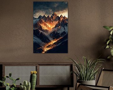 Glowing mountain landscape at dusk by Poster Art Shop