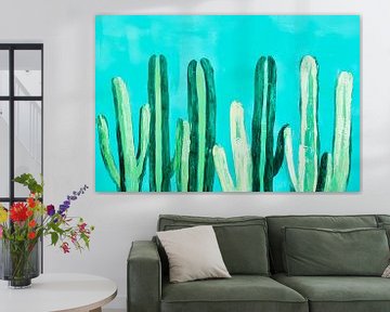 Groen cactuslandschap - Minimalistisch van Poster Art Shop