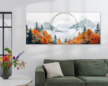 Herfstlandschap in de mist - Mystiek van Poster Art Shop