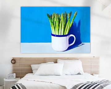 Asperges vertes en gobelet blanc sur Poster Art Shop