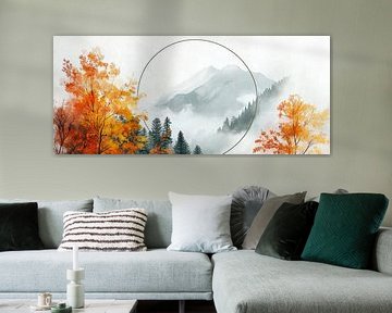 Autumnal mountain landscape in the fog by Poster Art Shop
