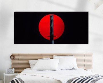 Japanese sword against a red background by Poster Art Shop