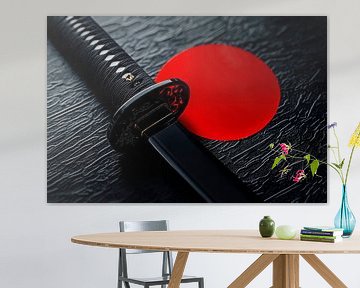 Japanse katana en vlag - elegantie van Poster Art Shop